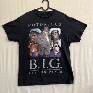 Notorious Big T Shirt Mens Medium Black Rap Tee Biggie Rest In Peace RIP B.I.G.